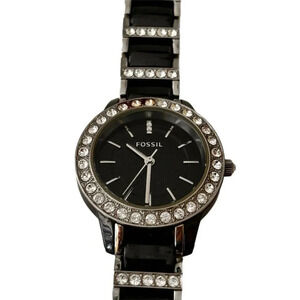 FOSSIL CE1018 Womens Watch Beautiful Ceramic Bracelet, Rhinestones New Battery